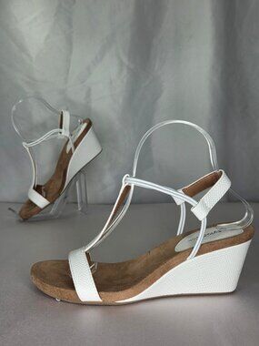 Style & Co Mulan Wedge Open-Toe Sandals - White Snake, 7 M